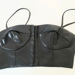 Faux leather bra top